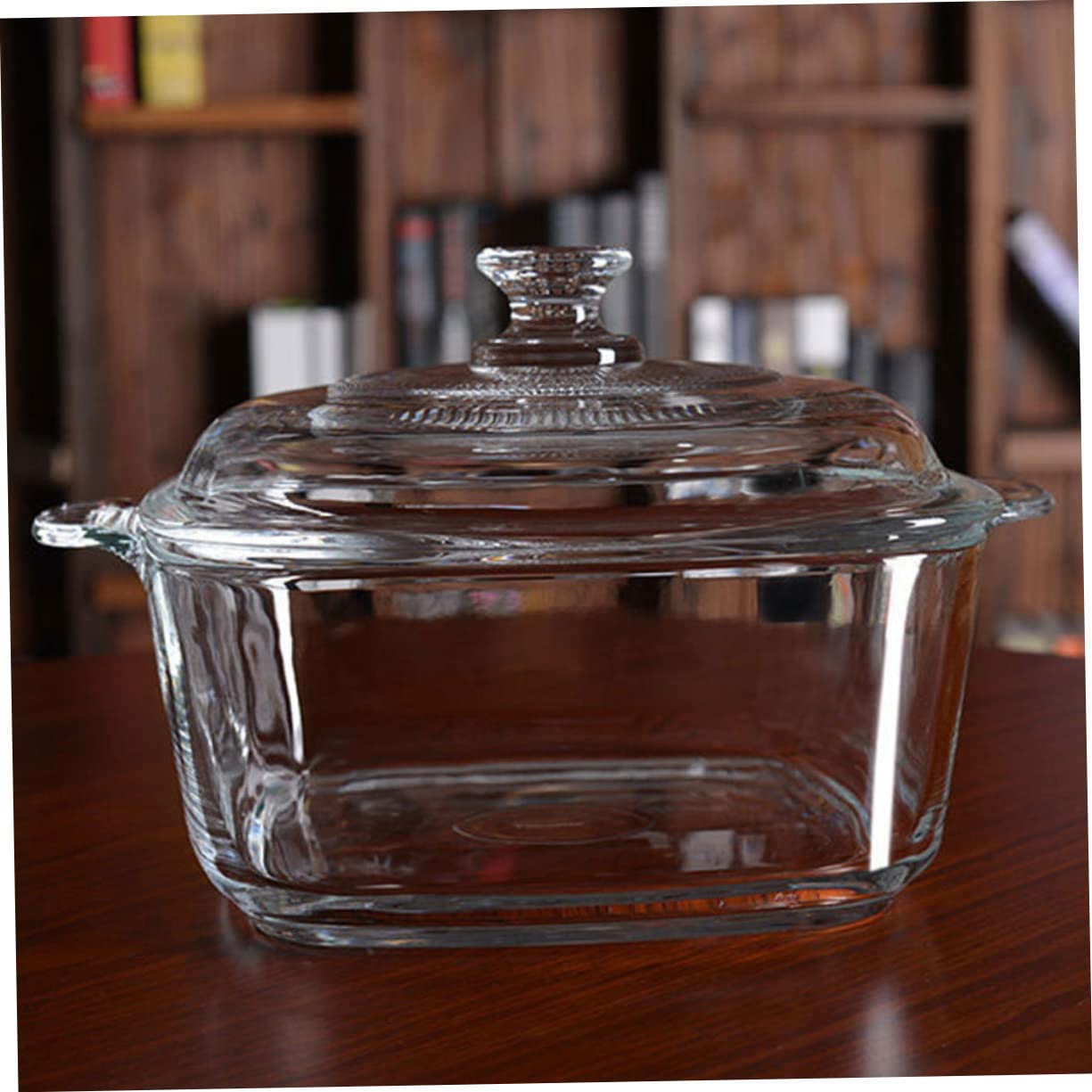 1l Dickwandige Glasschüssel mit Deckel und 2 Griffen Mikrowellengeeignet Ofenfest Kristallklares Design für Buffet und Tisch