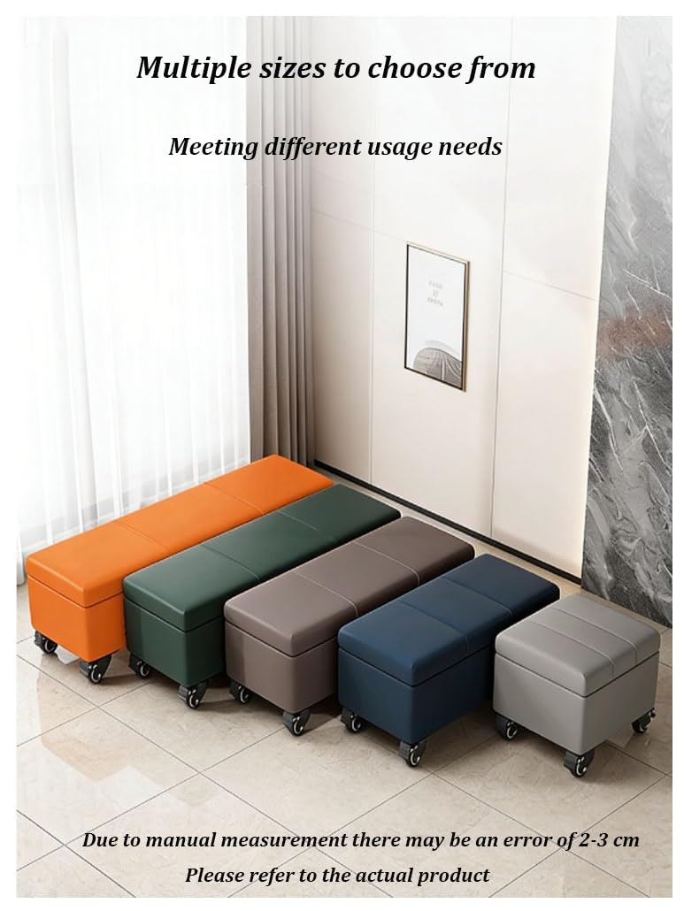 Sitzbank Mit Stauraum Sitztruhe Mit Rollen Hocker Extra Lange Aufbewahrungsbank Für Wohnzimmer Schlafzimmer Flur Ledermaterial(White2,30x40x70cm)