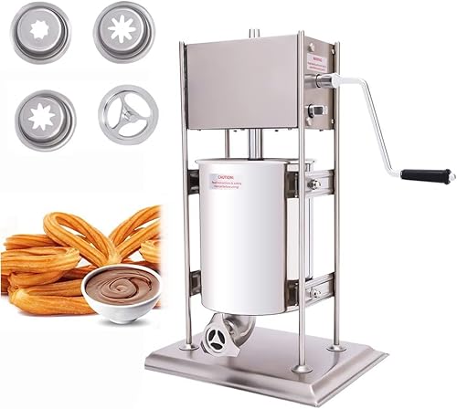 Máquina de hacer churros de 3 litros, kit de fabricación de churros de acero inoxidable, incluye 5 boquillas, fabricante comercial de churrera