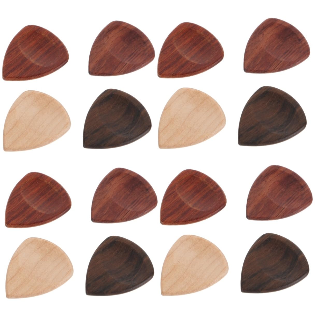 Toyvian 16stücke Holz-picks Für Gitarre Und Bass Robuste Holzplektren Aus Brasilianischem Rosenholz Mahagoni Afrikanischem Grenadill Und Ahorn Klare Klangqualität Zubehör Für Musiker