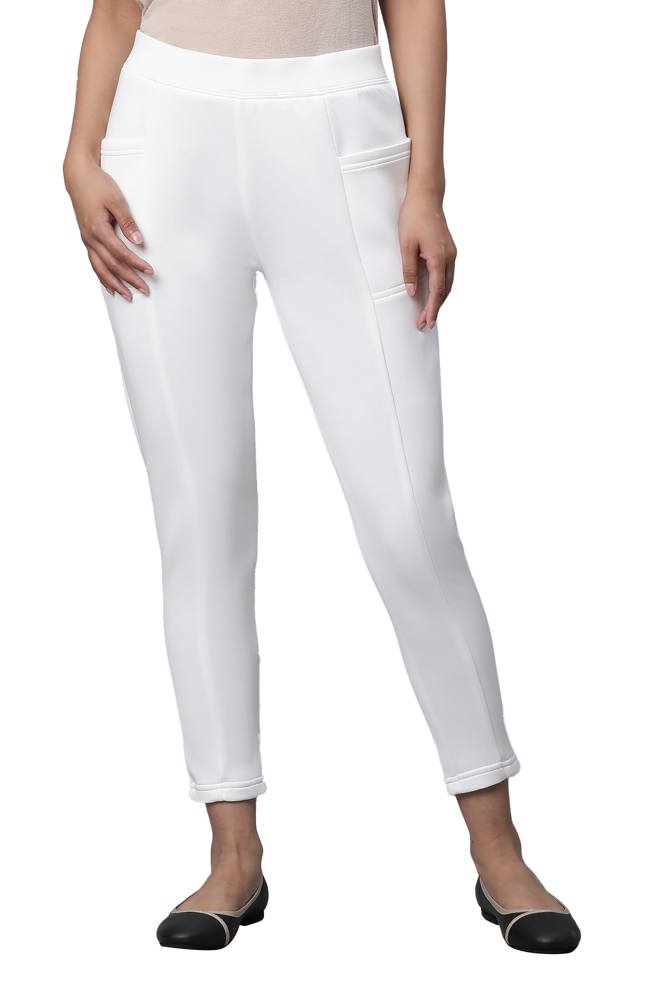 elleven Women's White Solid Yoga Tights-picture-54