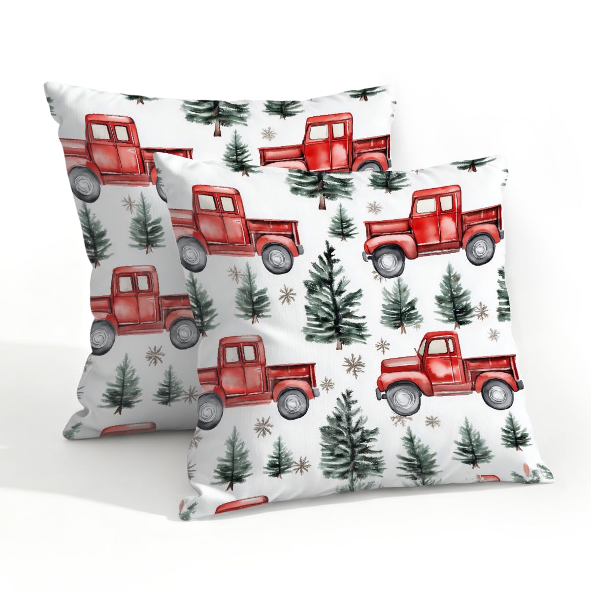 Outdoor Pillow Covers Waterproof Pillowcases 20x20IN Set of 2 Christmas Farm Truck Decorative Throw Cushion Case for Couch Sofa Garden Patio Furniture
