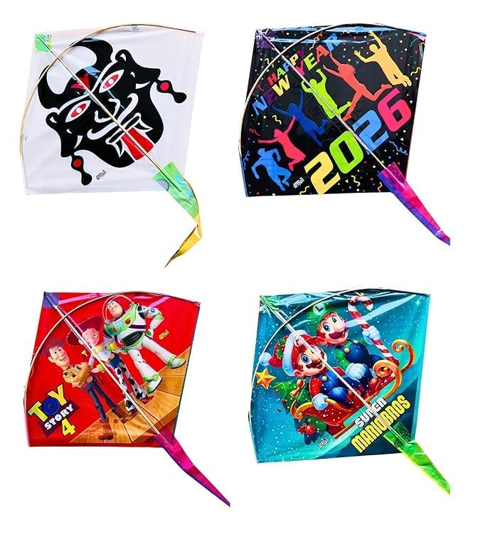 Image of RUHANI Plastic Cartoon Character Kites, Multicolor, (Pack of 10)