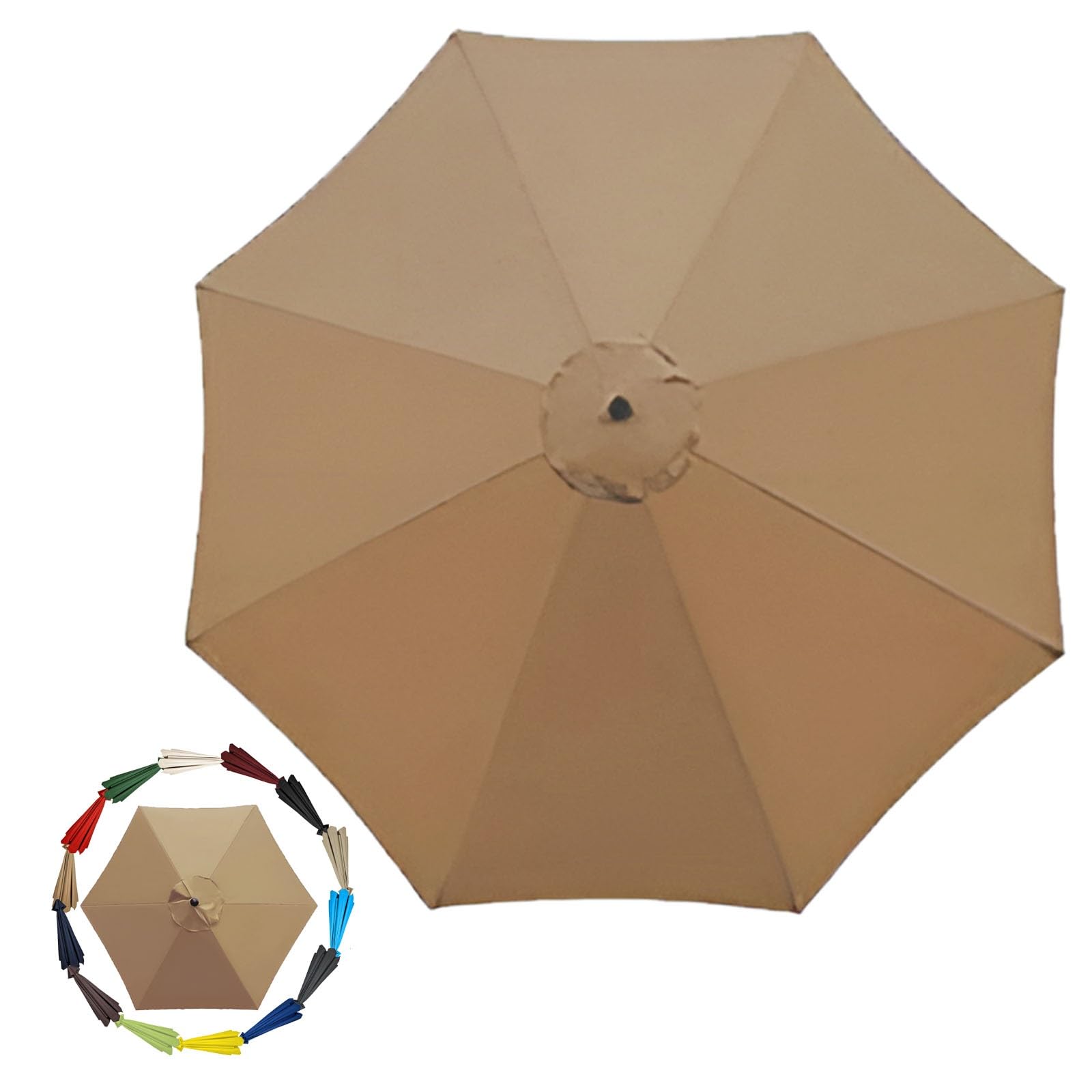 GZDXBF 200cm 270cm 300cm / 6ribs 8 Ribs Replacement Parasol Fabric Cover, Umbrella Cloth Replacement, Garden Parasol Canopy Cover(Color:Khaki,Size:6 ribs-3m(9.8ft)) — image 1