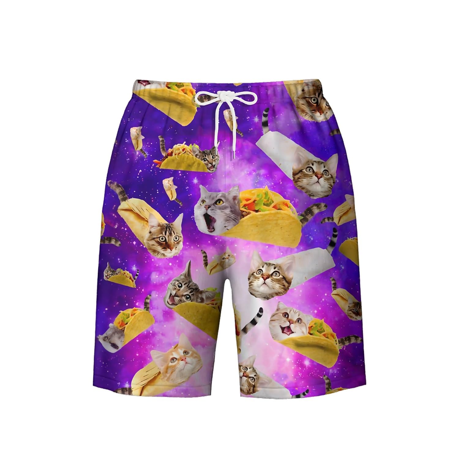 QiErDesign Galaxy Green Men's Swim Trunks Hawaiian Bathing Mesh Lining Suit Swimsuits Beach Shorts with Pockets