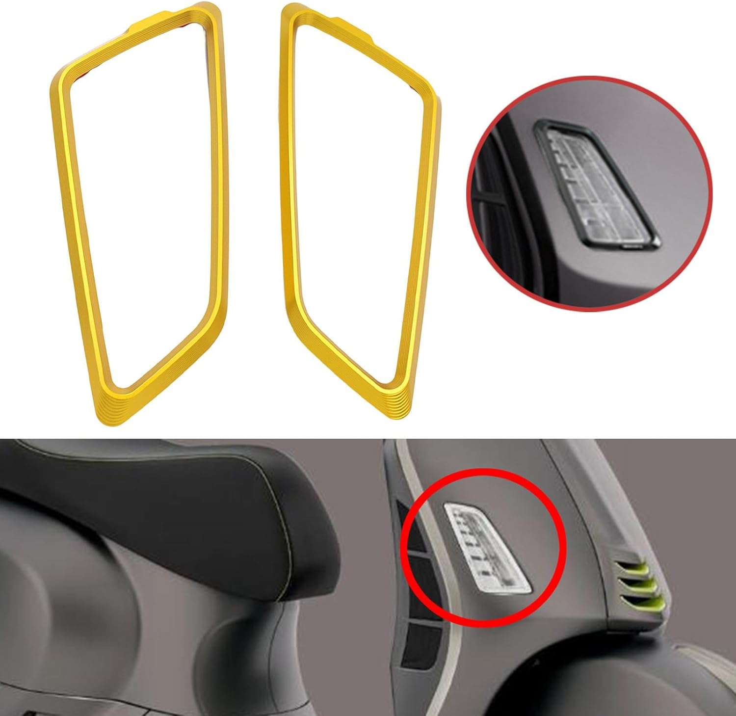 LeeQinersw 2個 ウインカーライトカバー アルミニウム合金製 保護フレーム スタイリッシュ 装飾カバー 軽量 バイクアクセ