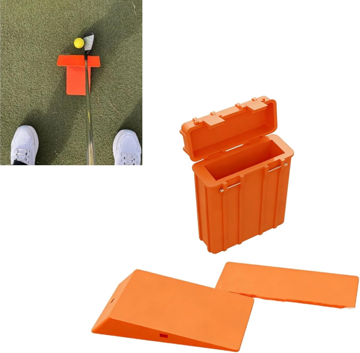 Impact Position Golf Swing Trainer – Wedge Training Aid for Chipping Practise, Improves Strike Quality & Swing Path with Guide Wall (orange)