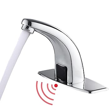 Gangang Bathroom Touchless Automatic Motion Sensor Sink Faucet Cold and Hot Water Basin Tap Mixer with Cover Plate