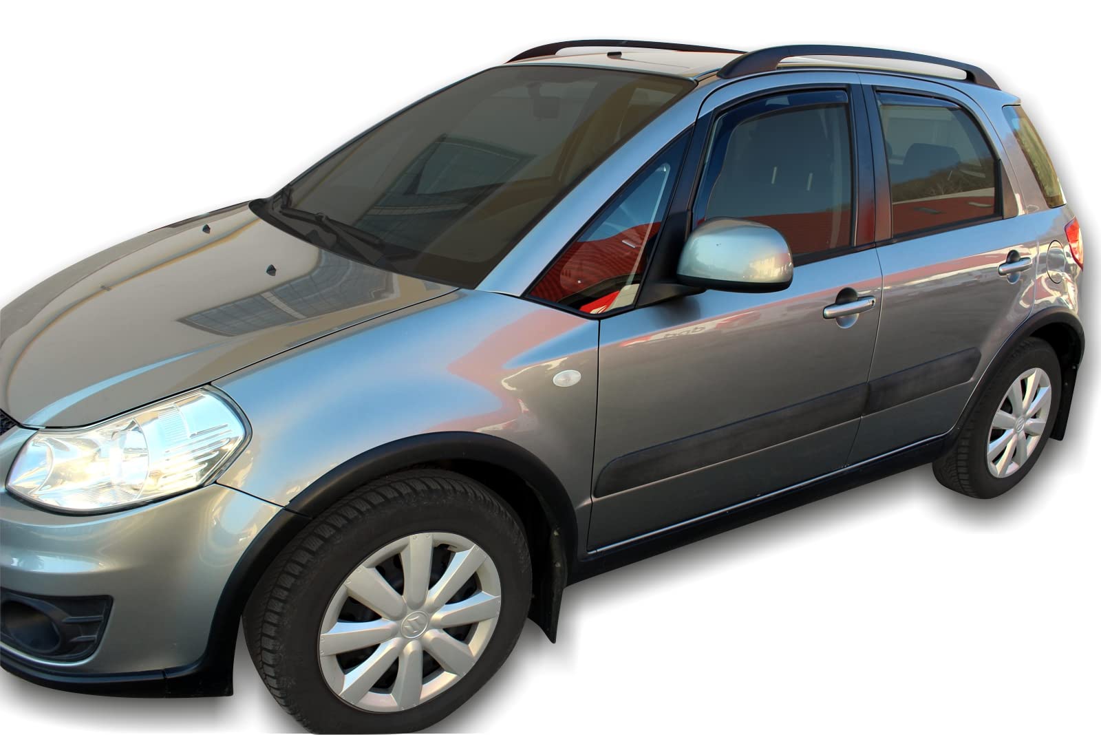 J&J AUTOMOTIVE Deflettori d'Aria per Fiat Sedici 5-Porte Berlina 2006-2014, Set da 4 Pezzi, Nero Fumé Oscurato Heko