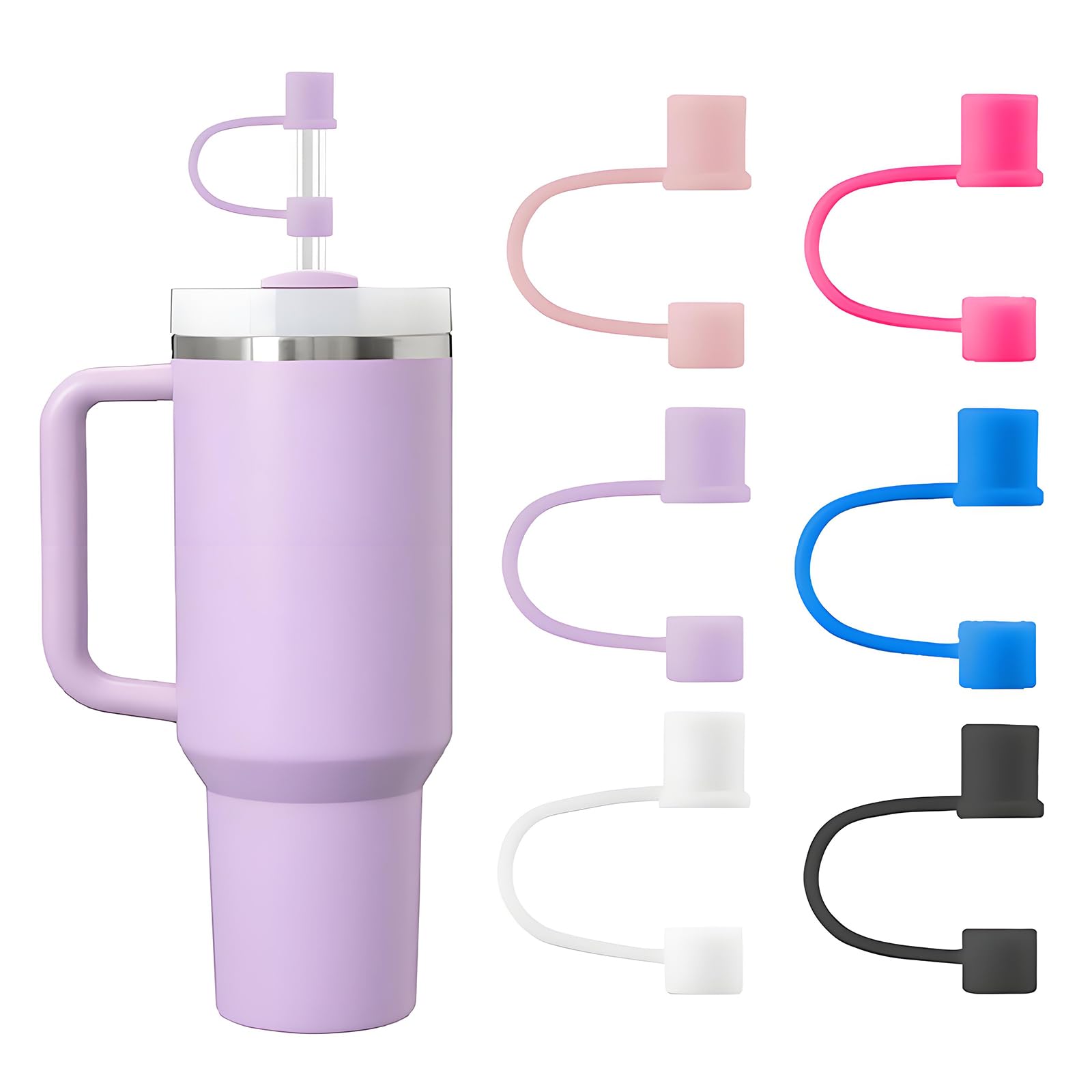 6|12 Pack 0.4in/10mm Straw Toppers, for Stanley Straw Covers Cap for Tumblers for Stanley 14|20|30|40|64 Oz Cup, Silicone Dust-Proof Caps（ Cup is Not Included）, 6 Pack