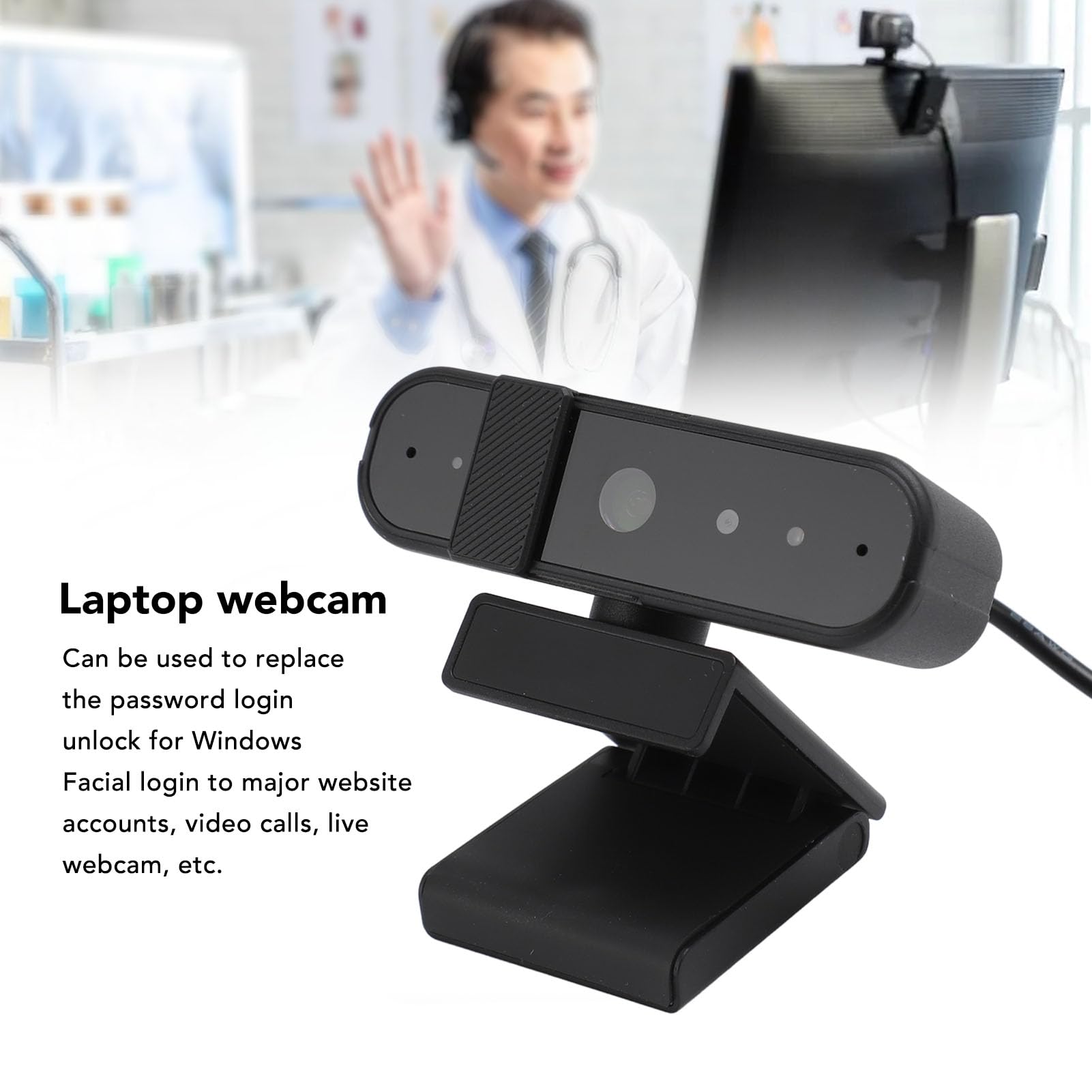 Kamera Internetowa z funkcją Rozpoznawania Twarzy, Kamera Internetowa HD 1080P z Autofokusem, Szeroki Kąt 120 Stopni i Prywatna Osłona, Kamera Internetowa USB Typu Plug and Play