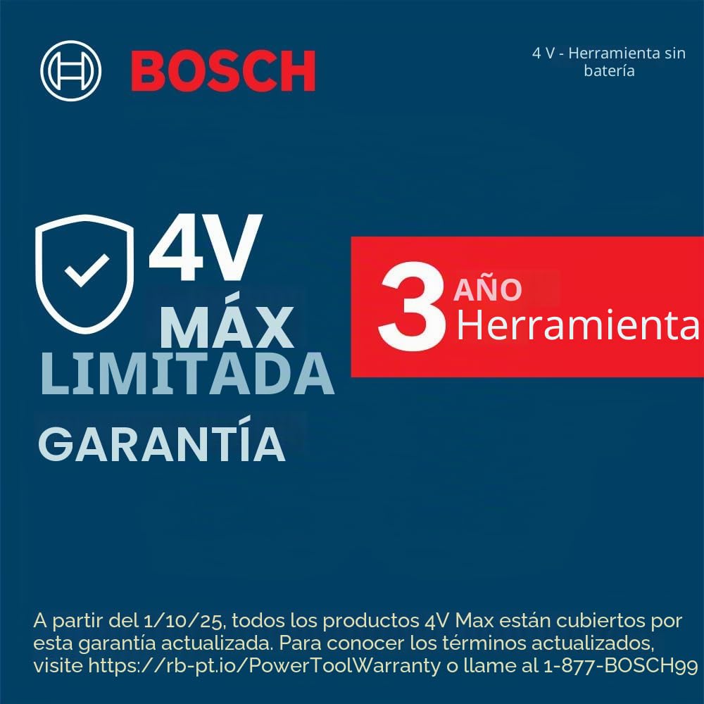 Bosch GSD4V-35 - Destornillador recargable USB-C de 4 V Max - Diseño compacto, activación dual, bloqueo universal de brocas, 8 ajustes de par, luz de trabajo LED