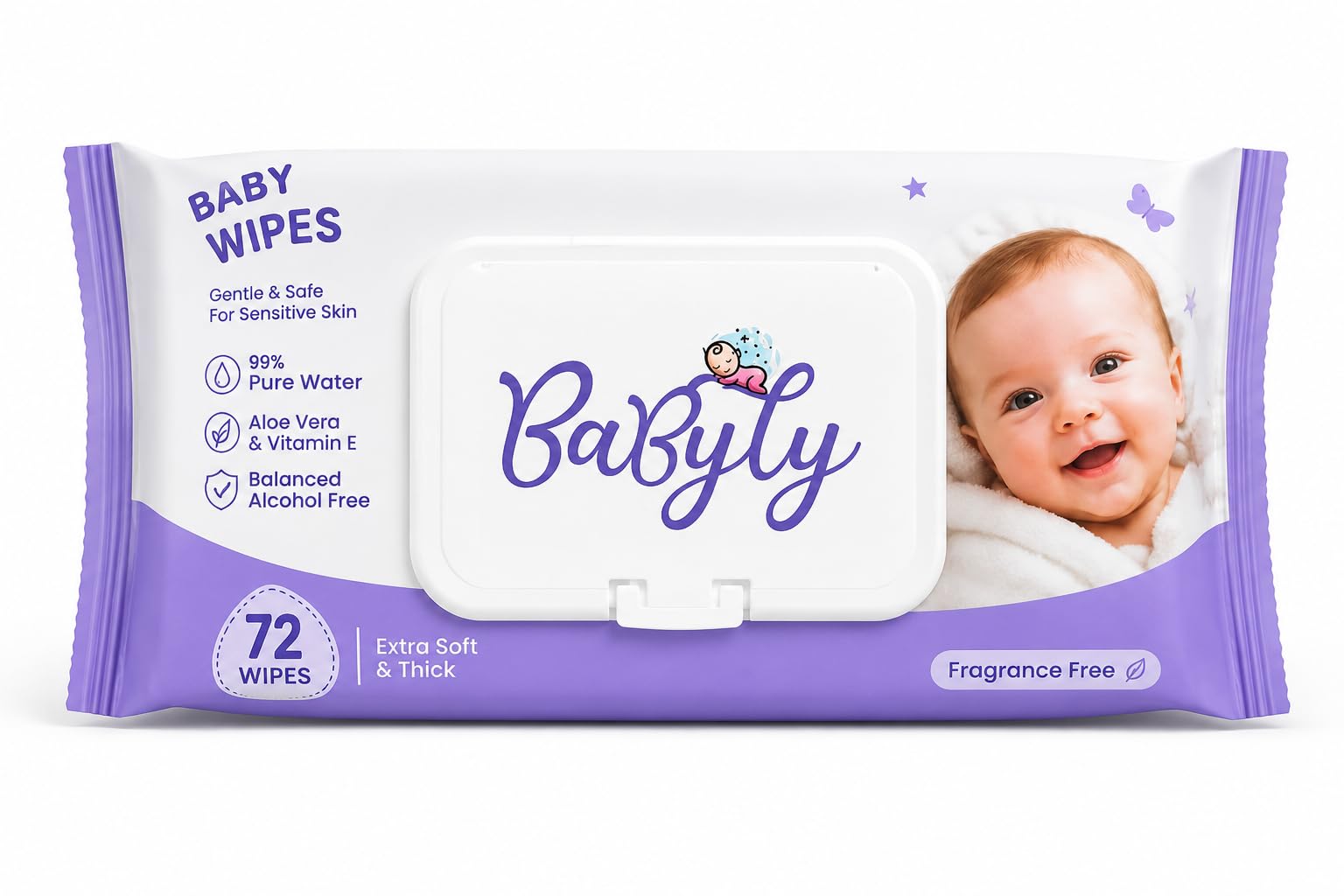 Natural Care Water Baby Wipes |Aloe Vera, Vitamin E Enriched | 72 Wipes x Pack of 3-216 Wipes | Paraben Free, Fragrance Free, pH Balanced, Dermatologically Safe, Baby Wipes Combo | Pack Lid-image-0