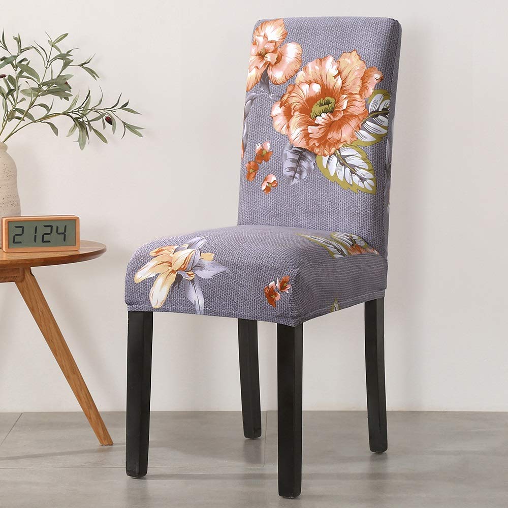 Coprisedia 2/4/6 Pz allungabile Sedia della Copertura Lavabile di Stampa del Fiore Rimovibile Modello Seat Cover Fodera for Nuziale della Casa Chaise Coprisedia con Schienale