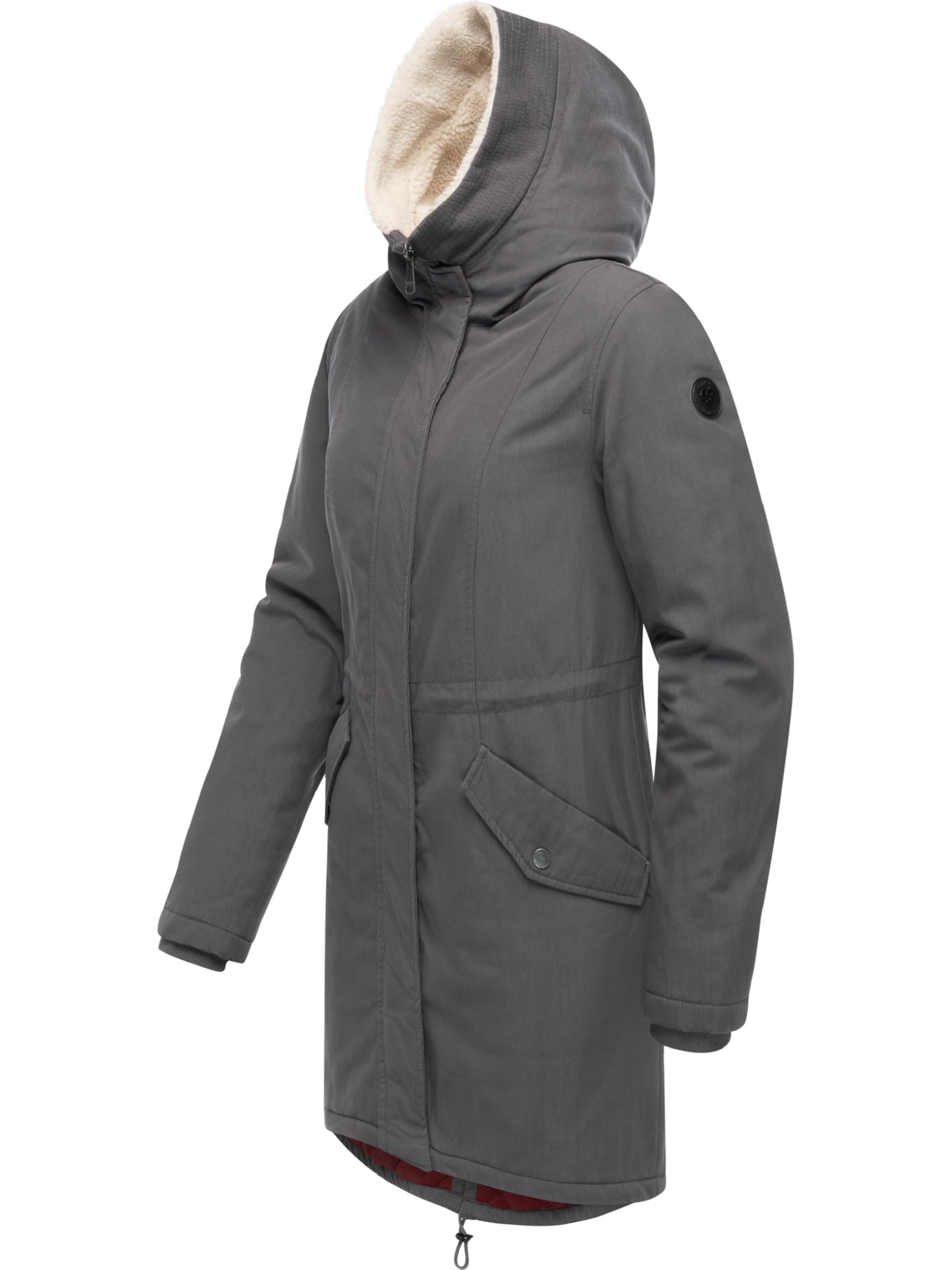 Ragwear Damski długi płaszcz, ciepła kurtka zimowa z wewnętrznymi szelkami i kapturem Coogle YOUMODO XS-5XL