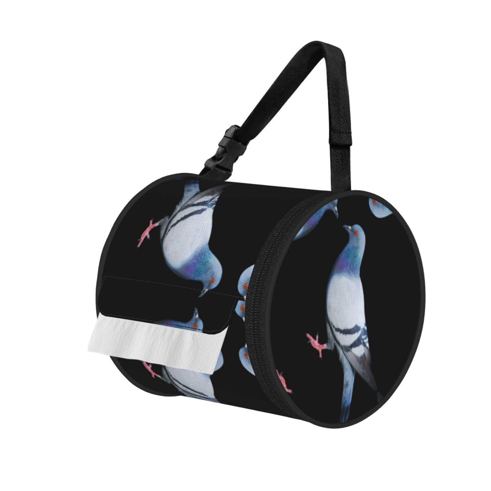 Pigeon Printed Hanging Tissue Organizer, Smooth Zipper Oxford Cloth Roll Holder for RV Bathroom Desk