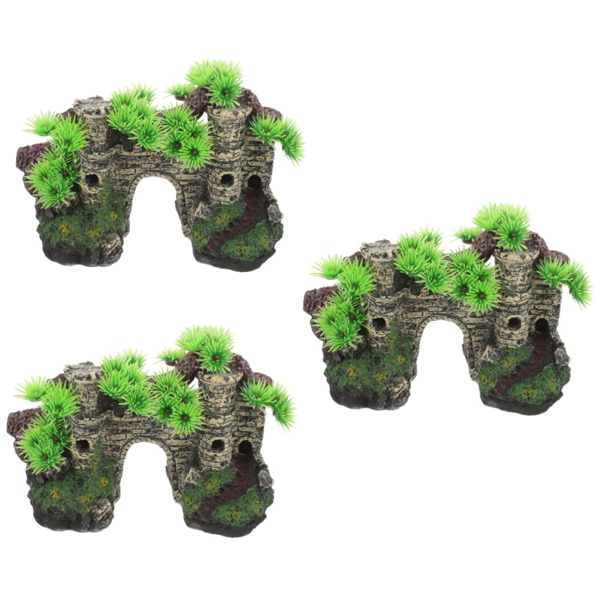 Toddmomy 3pezzi Decorazione Artificiale Per Acquario Ornamento Castello Per Accessori Fish Tank Habitat Per Pesci Con Dettagli Intricati e Design Vintage