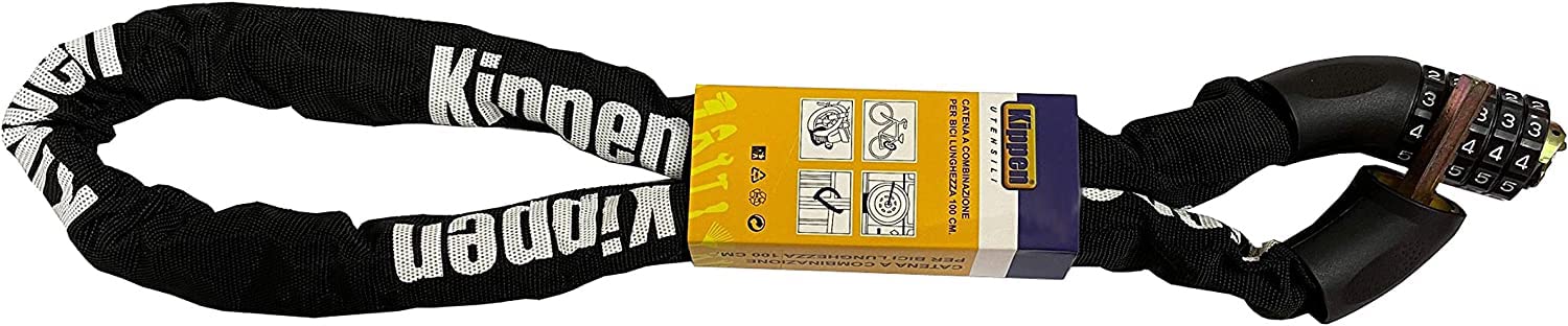 Kippen 2013X - Catena con Lucchetto a Combinazione a 5 Cifre. Lunghezza 100 Cm. Ideale per bici, skateboard, scooter, cancelli, cassette degli attrezzi.
