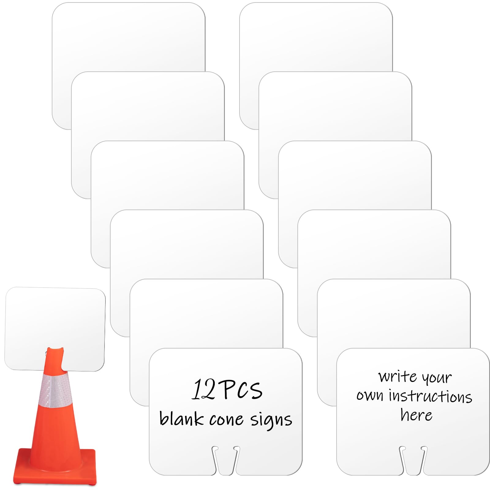 Geetery 6 Pcs Blank Traffic Cone Signs, 10.4"x12.6" Write-on Sign, Orange — Amazon image 9