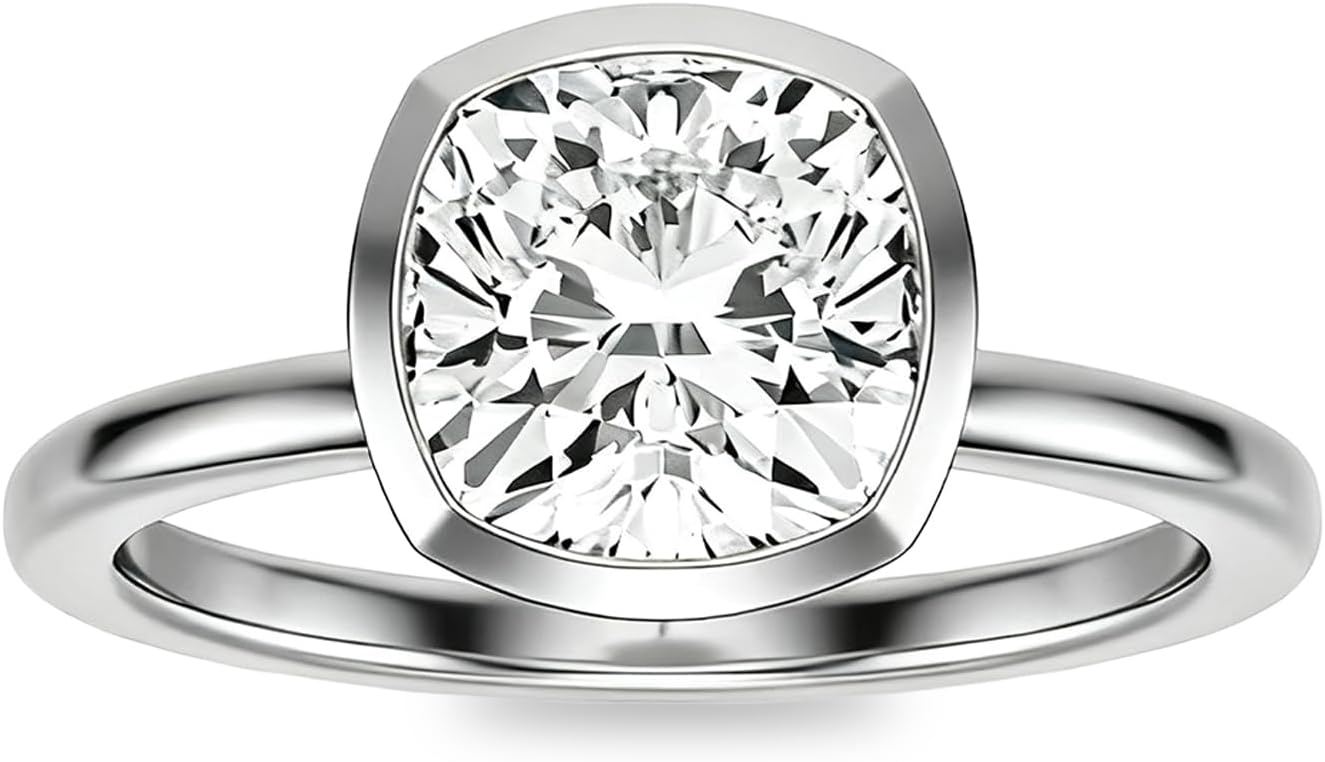 1-3 Ct Emerald/Cushion/Round Cut Moissanite Engagement Ring for Women, Solitaire/Halo Moissanite Rings, 3 Carat Emerald Cut Eternity Band, 925 Sterling Silver/10K/14K/18K Gold Wedding Promise Anniversary Rings