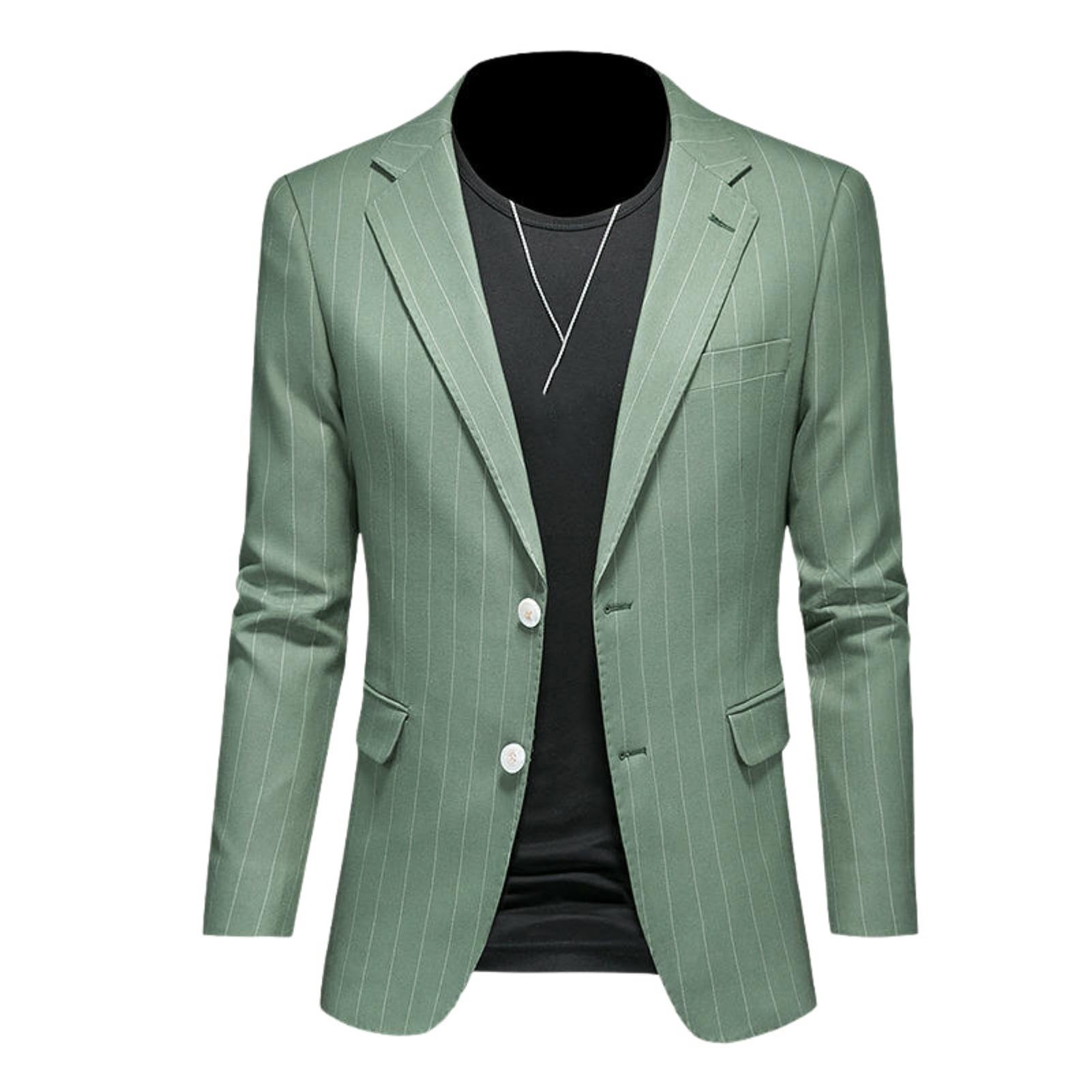 Blazer décontracté homme ajusté rayé tendance mode - 6