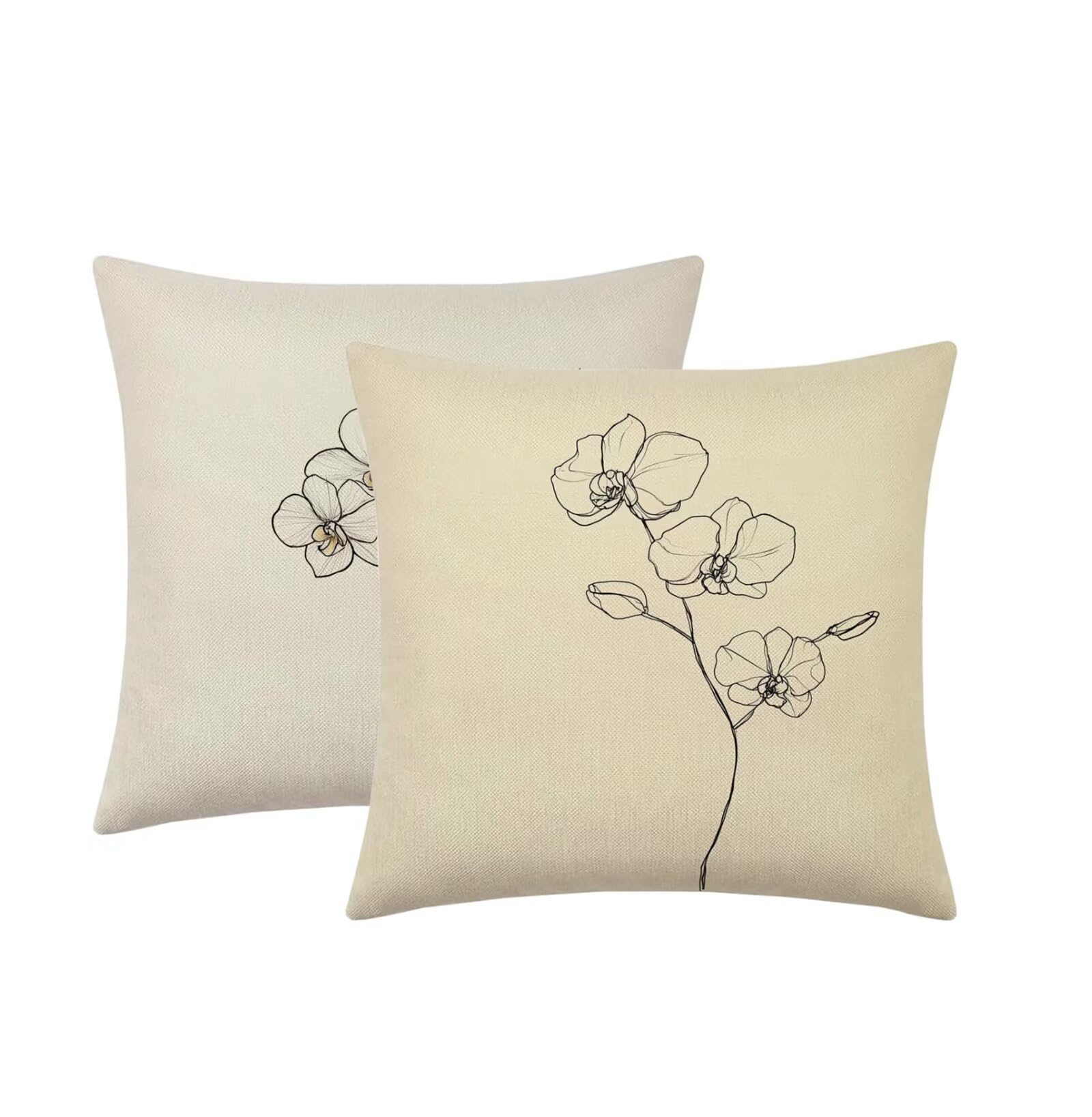 Kissenbezug 65x65cm Outdoor Kissen 2er Set Einfach Blume Leinen Dekokissen