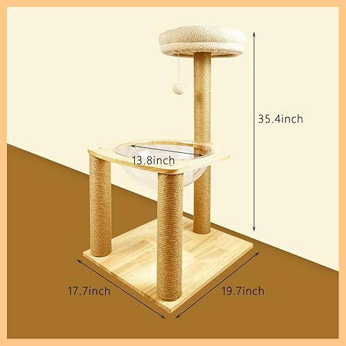 Miniatura 5 de Árboles para gatos, torre moderna para gatos de 35.4 pulgadas, árboles para gatos y torres para gatos grandes, con postes rascadores para cubrir