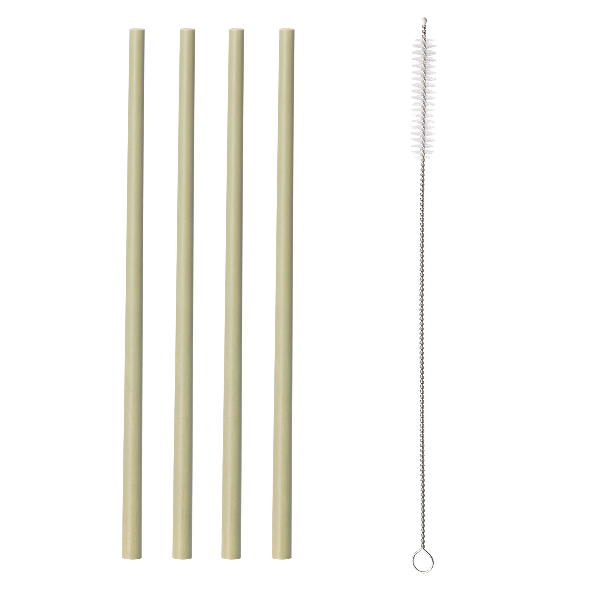 Typhoon Pure Set of 4 Bamboo Straight Straws | Includes Straw Cleaning Brush | Reusable and Durable | for Travel and Home Use | Suitable for All Ages | 200 mm x 10 mm