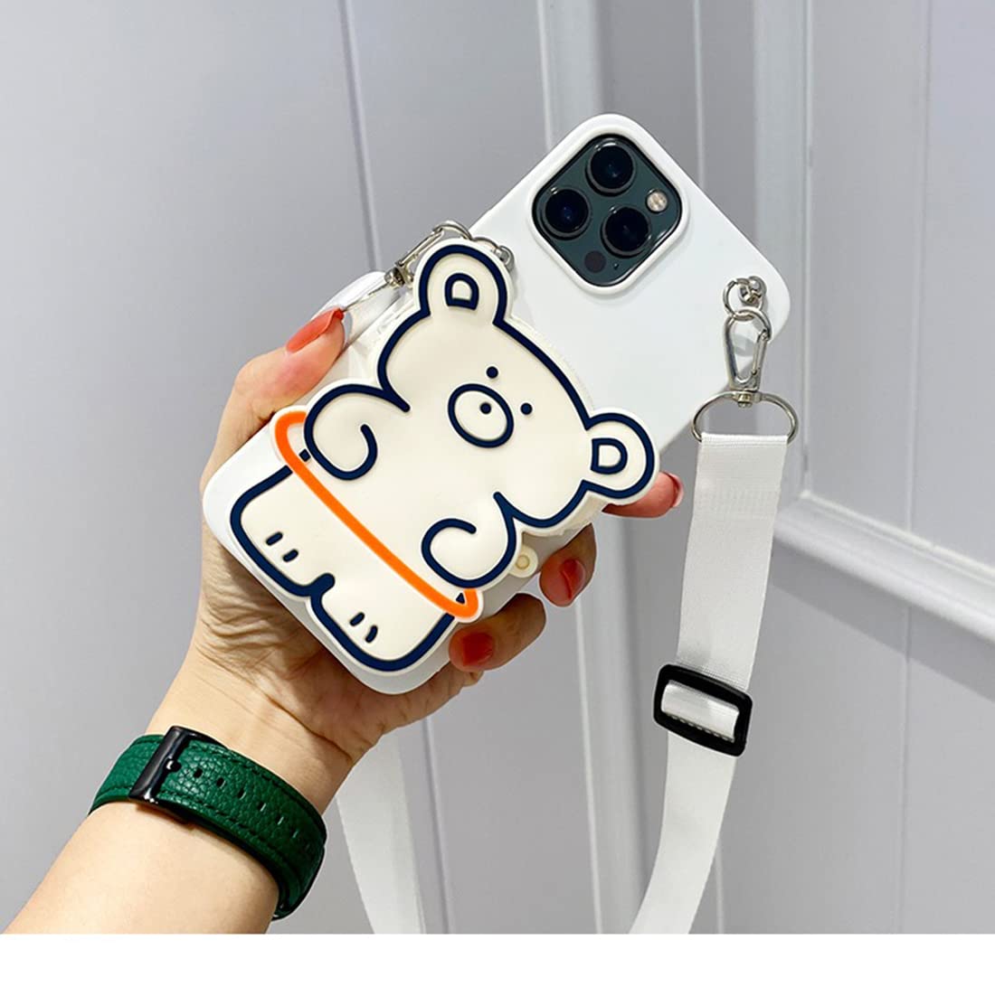 SGVAHY Funda Tipo Cartera Esponjosa Para IPhone 11, Lindo Monedero De Dibujos Animados 3D De Piel De Cerdo A Tope Con Correa Larga, Funda De Silicona Suave A Prueba De Golpes