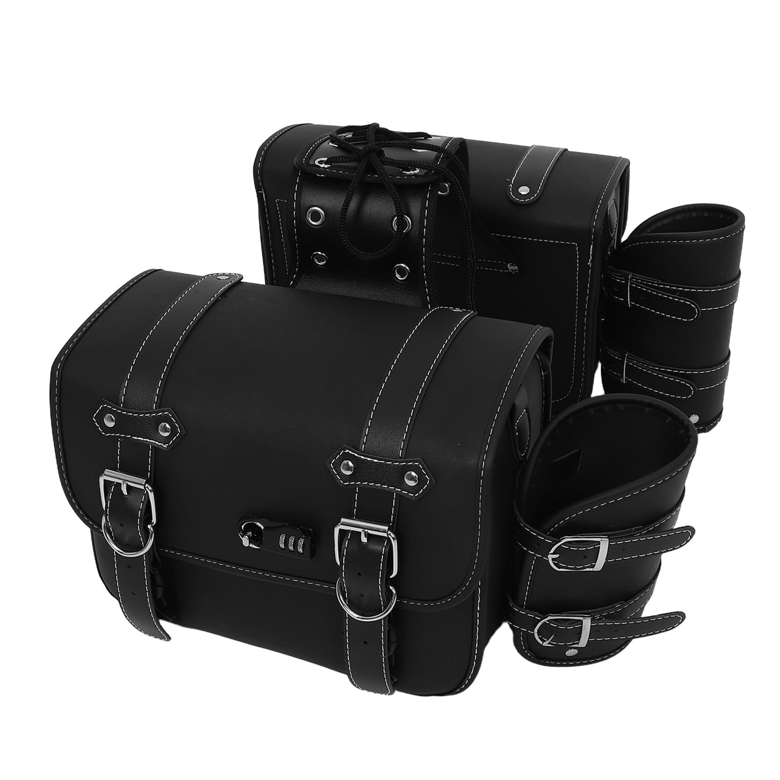 Alasum 1 Paar Motorrad Seitentaschen aus PVC Leder mit Oxford Tuchboden Praktische Motorradtasche zum Einfachen Anbringen für Vielseitige Nutzung