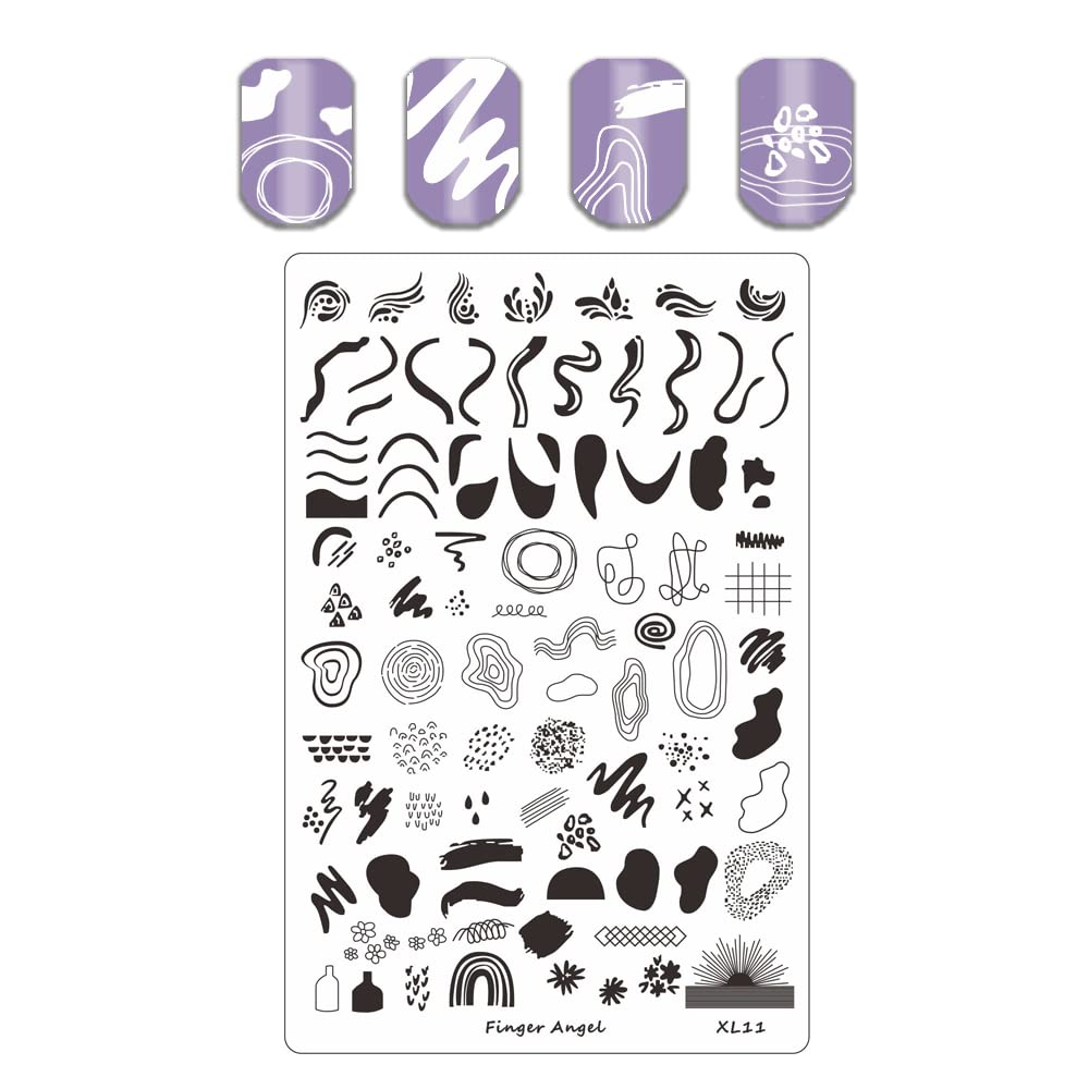 FingerAngel Nail Art Stamp Plates 4PCS XL11-14 with Stamping Case, Pink, B-XL11-14 - Image 3