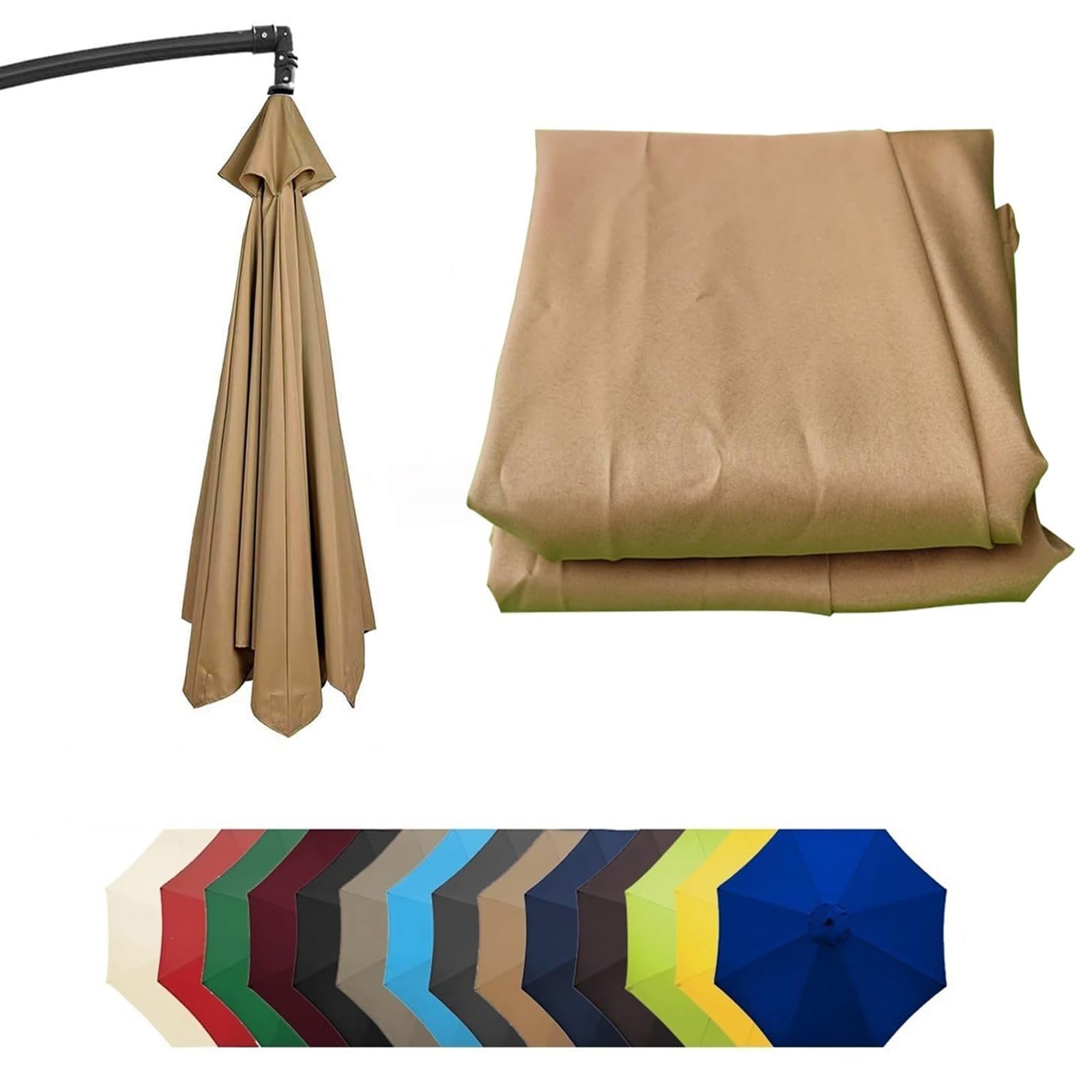Dhddvdr Beige Replacement Parasol Canopy, 2M 2.3M 2.5M 2.7M 3.0M 3.5M Garden Parasol Replacement Canopy, 6 Arms 8 Arms Uv Protection Waterproof