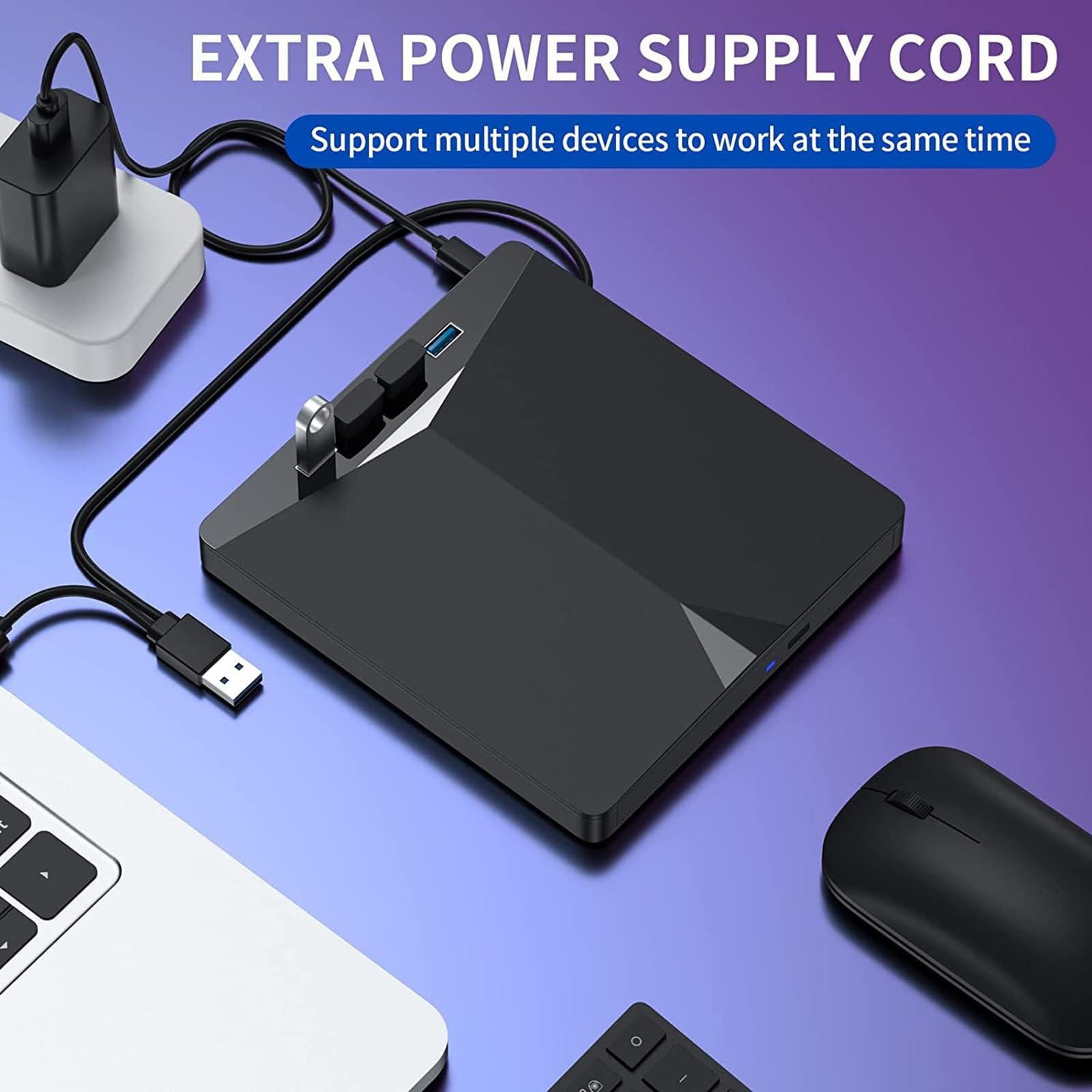 Unità video esterne a 7 porte per laptop, USB C USB3.0, masterizzatore portatile con slot per schede USB, lettore di velocità veloce