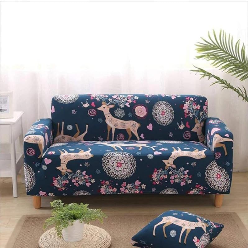 Image of HK 3 Seater Universal Elastic Sofa Cover | 360 Fully Covered Anti-Slip Washable Couch Cover Protector | 140 GSM Stretch Fit Polyester + Spandex Slipcover (180-230cm /SC-007-03)