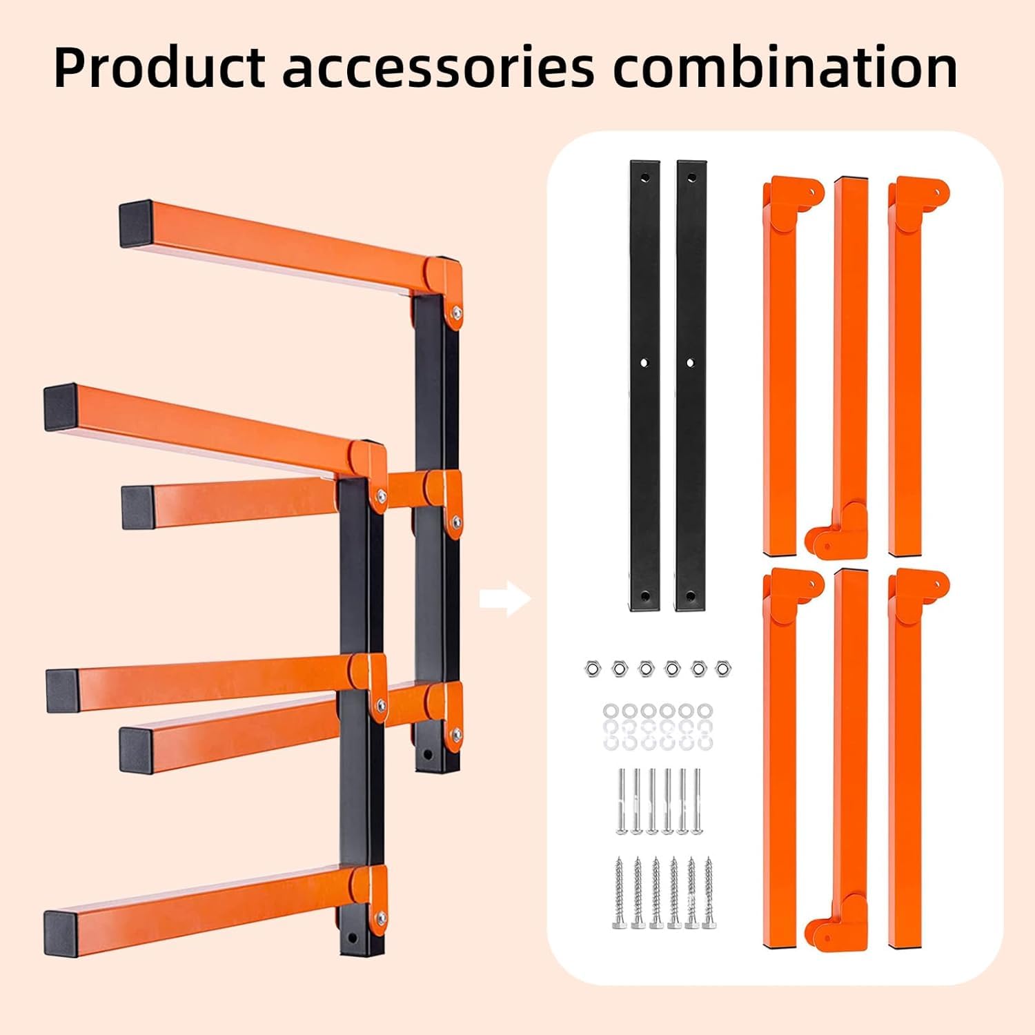 KESTY Estantería metálica para almacenamiento de madera, montaje en pared y almacenamiento de madera, 3 niveles, soporta hasta 360 libras, para almacenamiento interior y exterior para garaje, sótano y