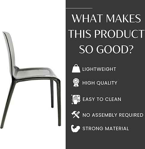 Miniatura 5 de LeisureMod Adler Mid-Century - Silla auxiliar de comedor moderna (negro transparente)