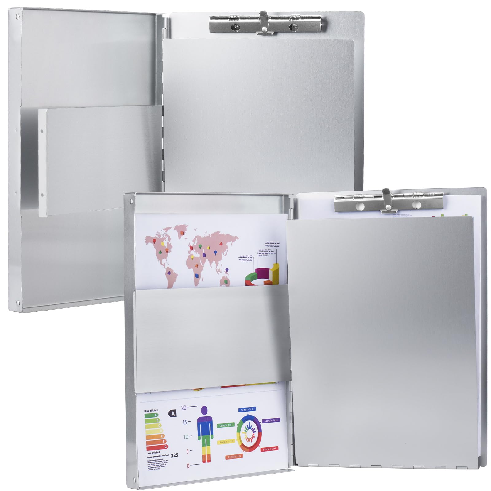 ZCZN Aluminum Clipboard With Storage - Black, 9.25 X 13.78 Inches