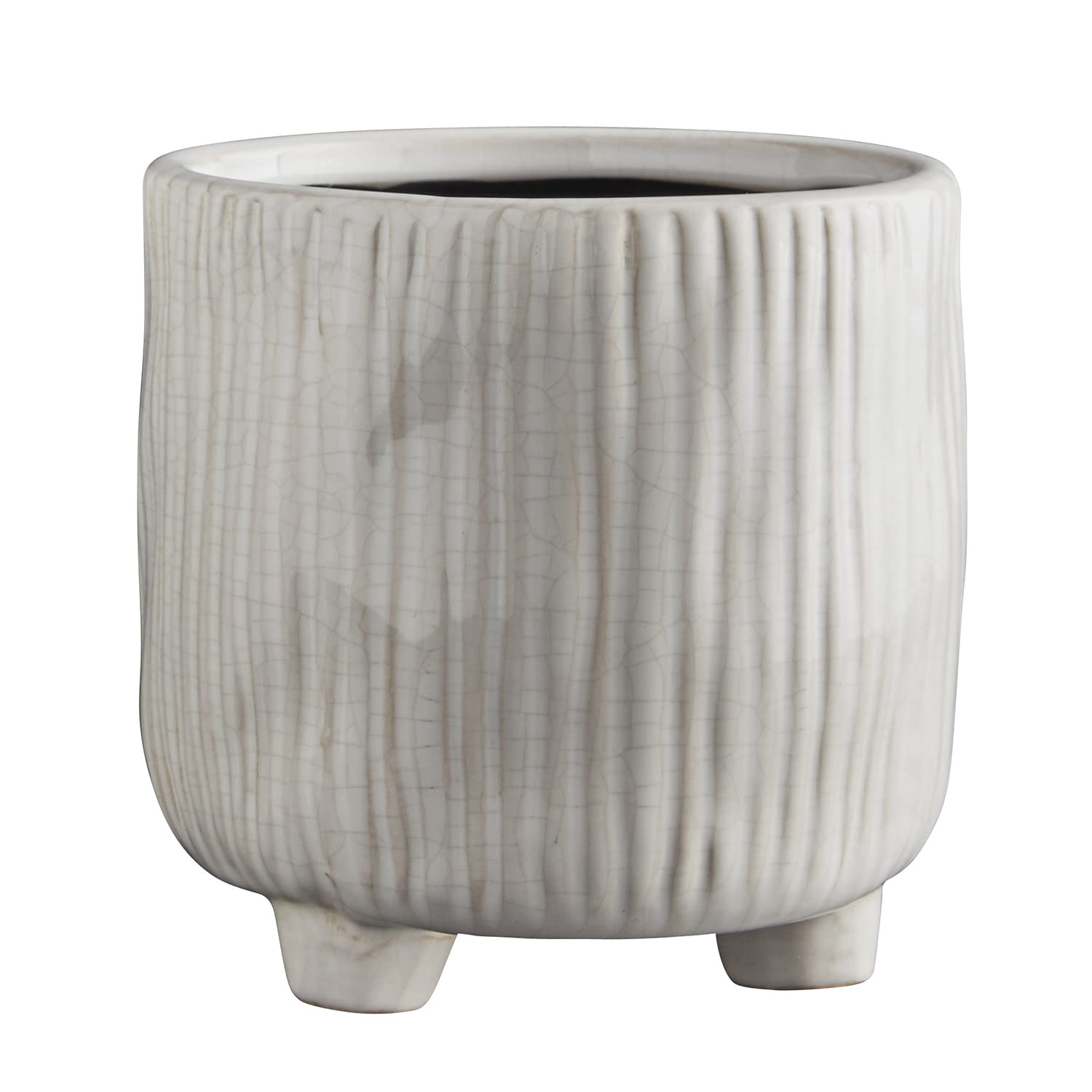 47th & Main Keramik-Übertopf Mit Fuß – Weiß Glasiert, Strukturiert, 14x12,7x14cm Für Sukkulenten & Deko