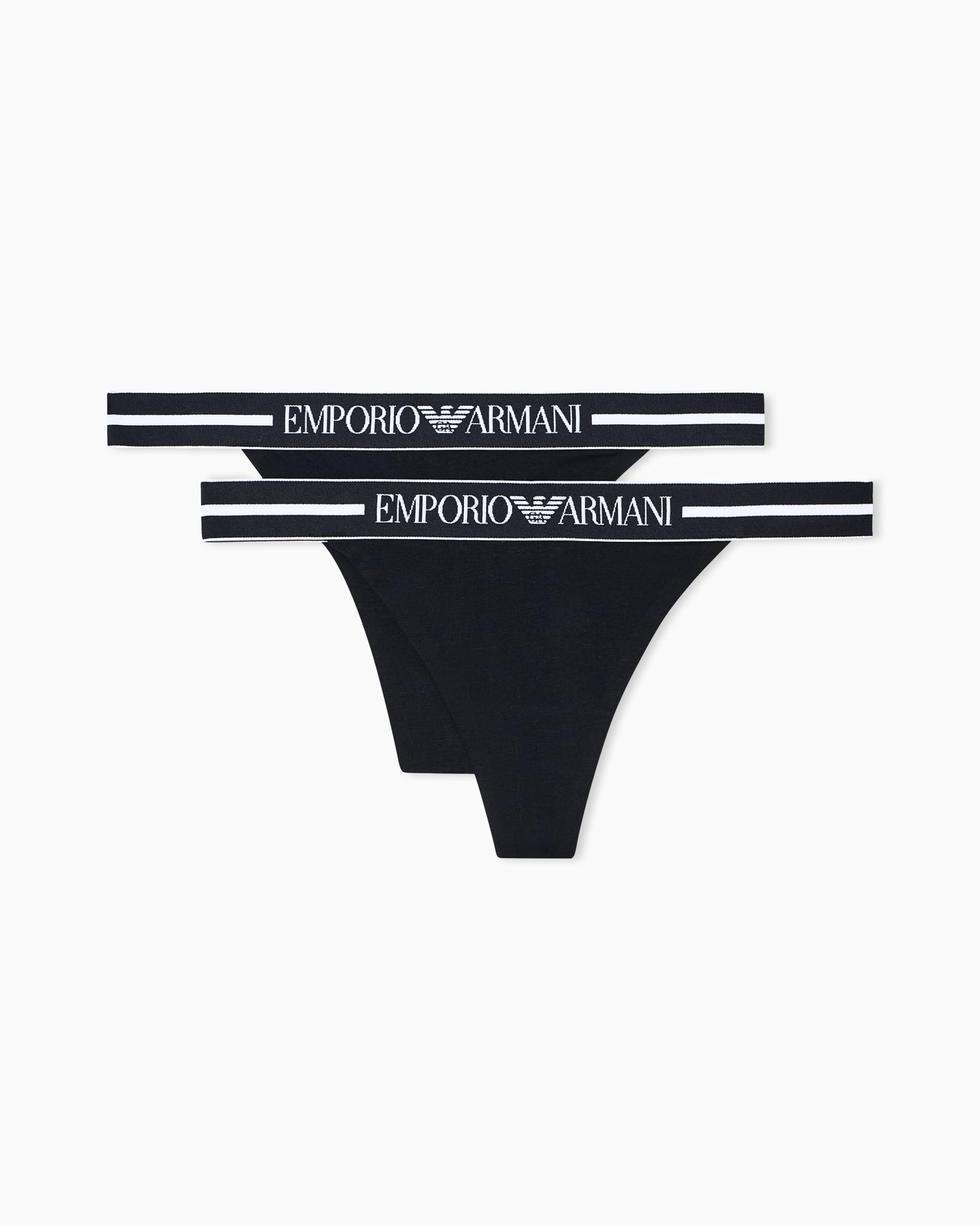 Emporio Armani Women's Everyday Cotton 2-Pack T-Thong Black XL