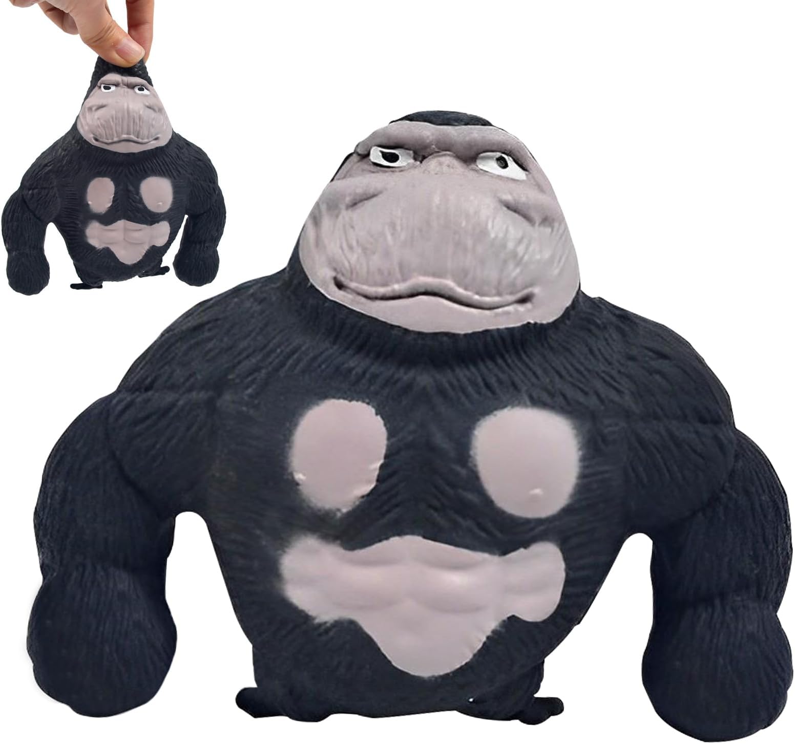 Black Stretchy Monkey Toy,12.5 x11.5cm Squishy Monkey Stress Toy,Stress Relief Gorilla Toy Fidget Stretch Monkey Toy Decompress Gorilla Toy for Kids and Adults Orangutan Stress Toys for Birthday Gift