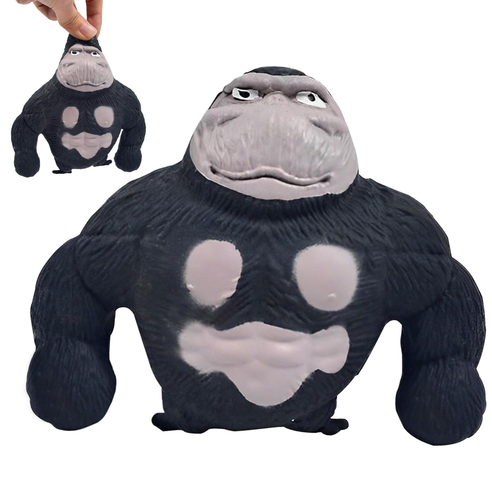 Black Stretchy Monkey Toy,12.5 x11.5cm Squishy Monkey Stress Toy,Stress Relief Gorilla Toy Fidget Stretch Monkey Toy Decompress Gorilla Toy for Kids and Adults Orangutan Stress Toys for Birthday Gift