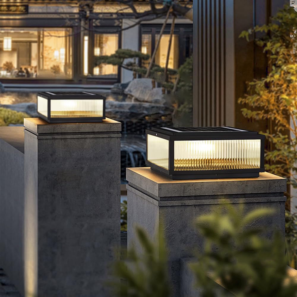 Globe Outdoor Waterproof Fence Wall Pillar Lamps Exterior Rainproof Glass Ball Porch Column Post Lights Aluminum Landscape Courtyard Street Deck Bollard Light Pedestal (40x18cm)