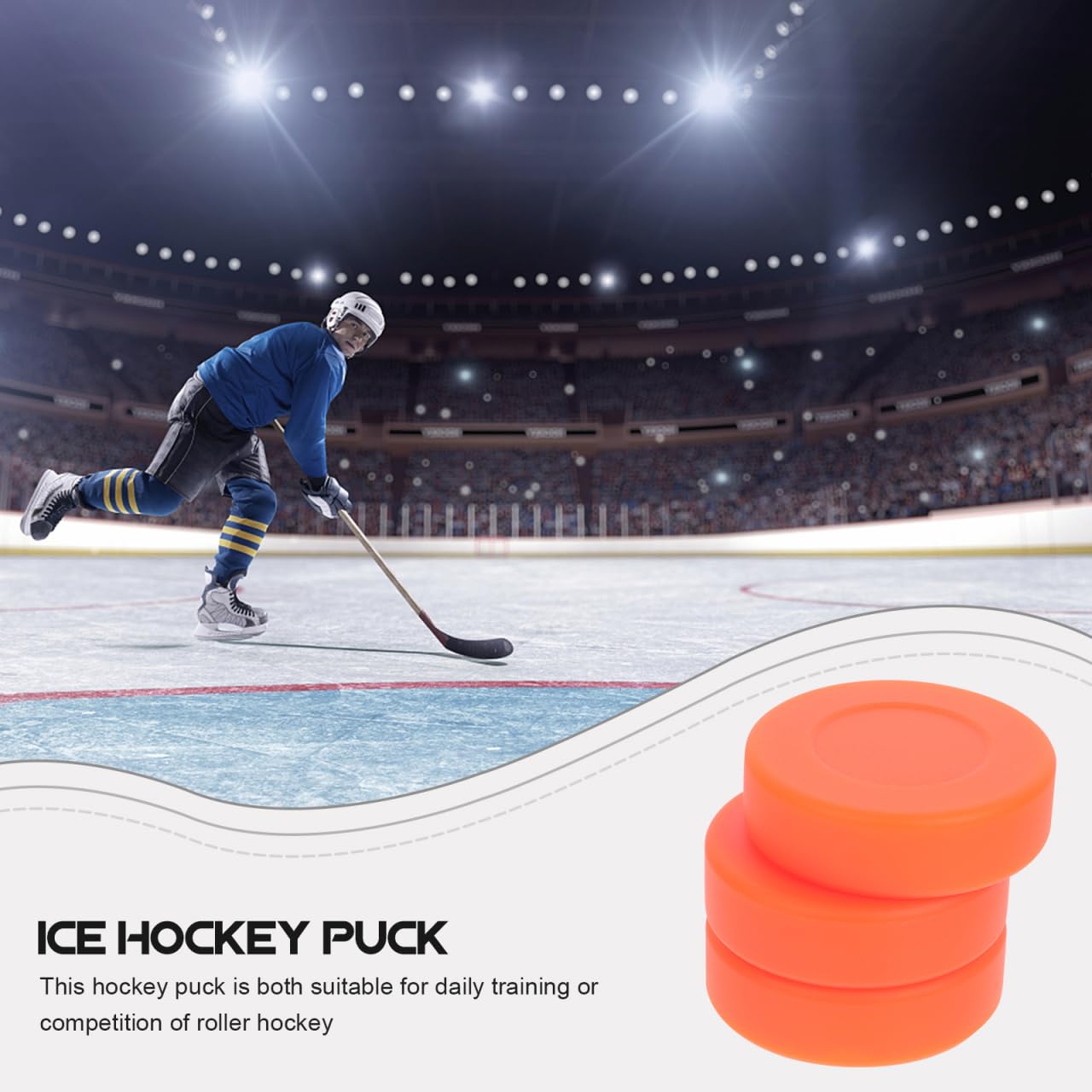 VANZACK Hockey Pucks - Set di 3 palline da hockey regolabili in PVC, per allenamento e competizione, per interni ed esterni, 2 pollici (arancione)