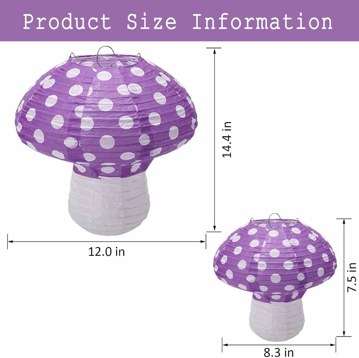 6PCS Mushroom Paper Lanterns Mushroom Party Decorations, Mushroom Hanging Paper Lanterns for Forest Jungle Wonderland Theme Birthday Party Decor Fairy Decoration Halloween Party Decoration-Purple