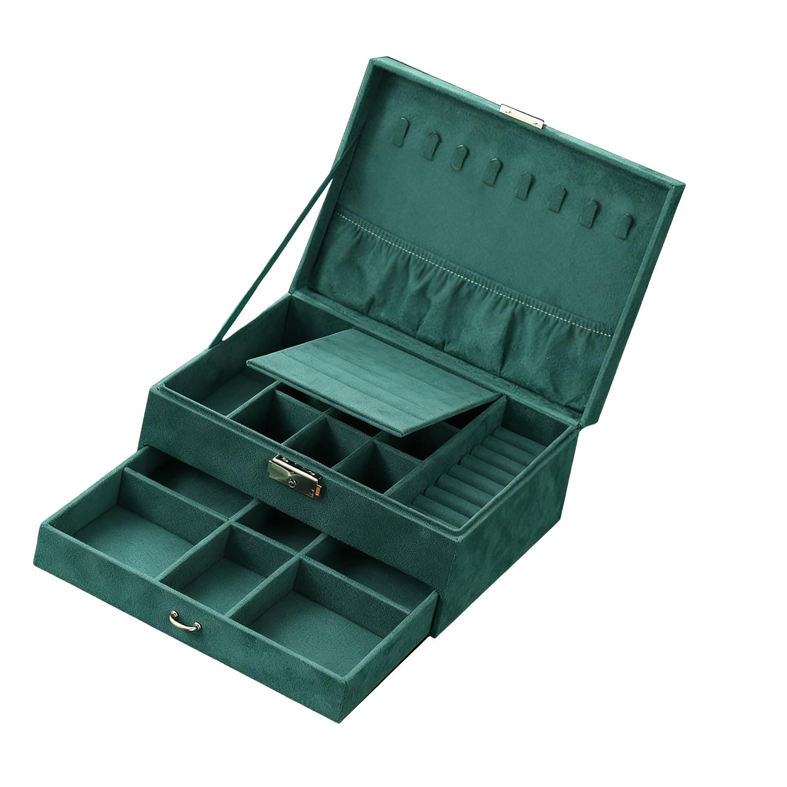 HDOYTXXM Velvets Jewelry Box Emeralded Green Color Sturdy Fabric Storage Organizers for Necklaces Bracelets Earrings Velvets Jewelry Organizers