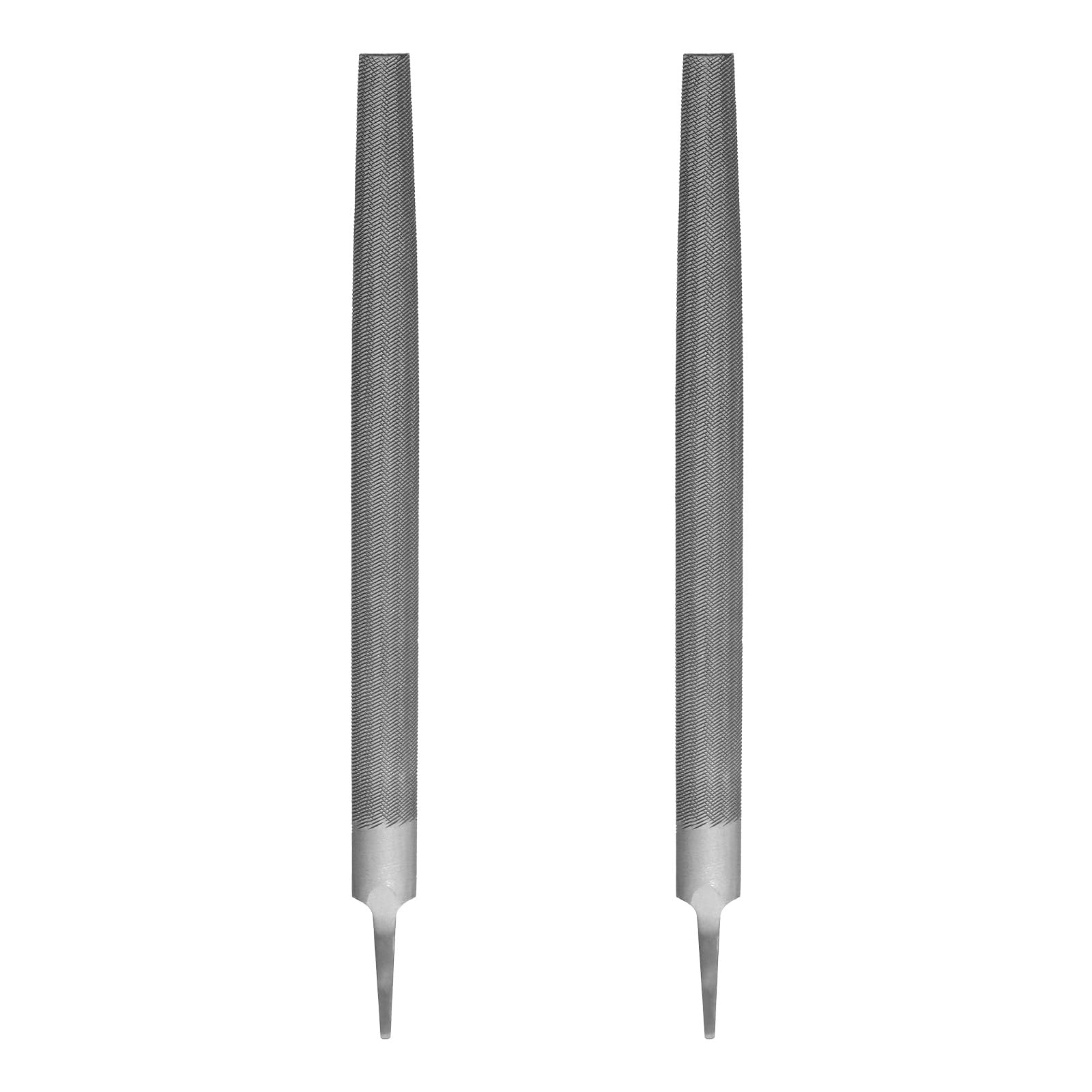 sourcing map Lot de 2 limes demi-rondes moyennes de 30,5 cm en acier à haute teneur en carbone T12 sans poignée pour aiguiseur d'outils en métal et bois, gris