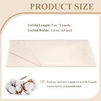Vista 2 de PEASUG The Yard - Tela de muselina 100% algodón, 63 pulgadas x 5 yardas, tela de lino de muselina sin blanquear, telas drapeadas de peso medio
