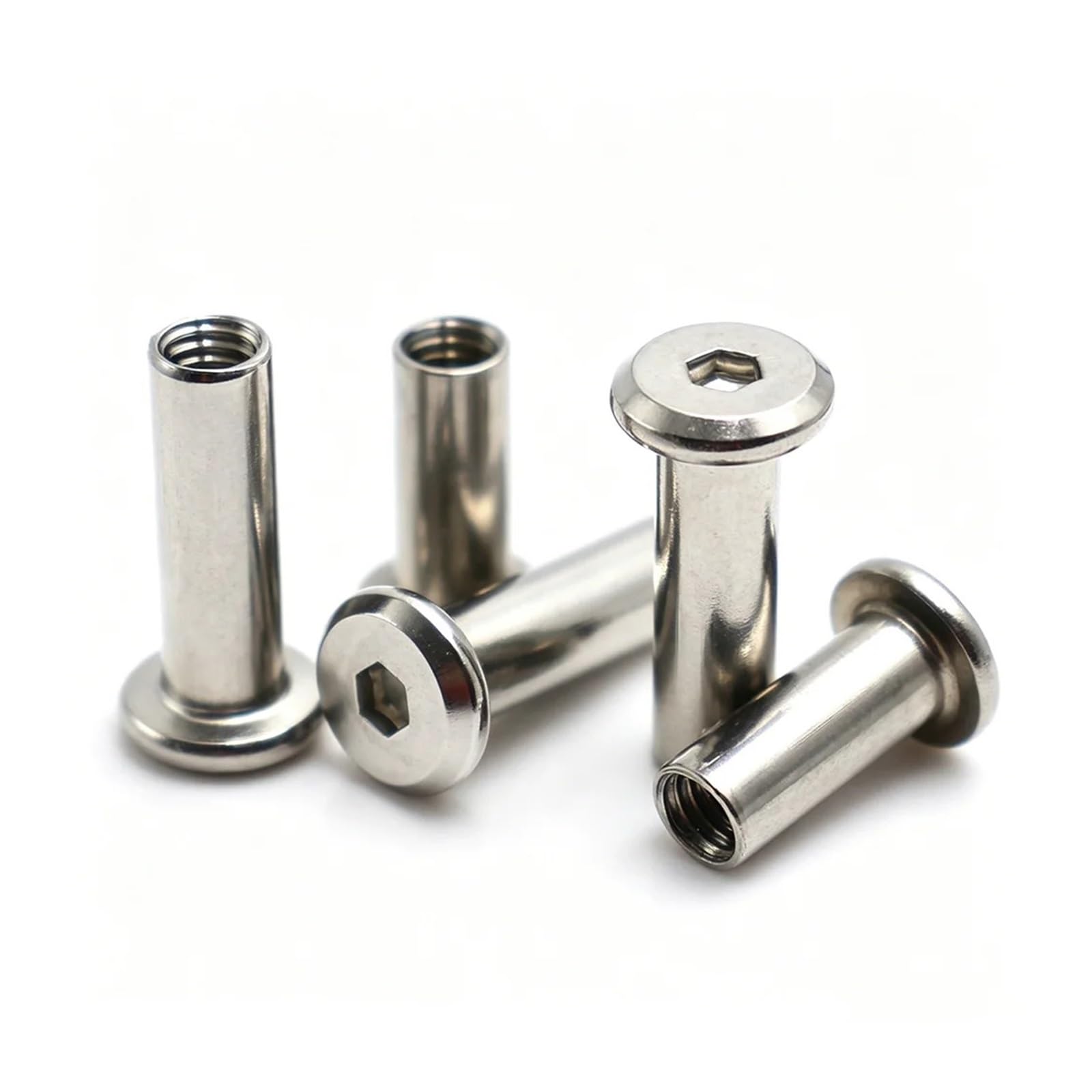 6/12pc In Acciaio Inox 304 Smussato A Testa Piatta Dadi Di Accoppiamento Esagonali Morsetto Giunto Bloccaggio M2-M10(55mm,M8(od 10) x6pcs)