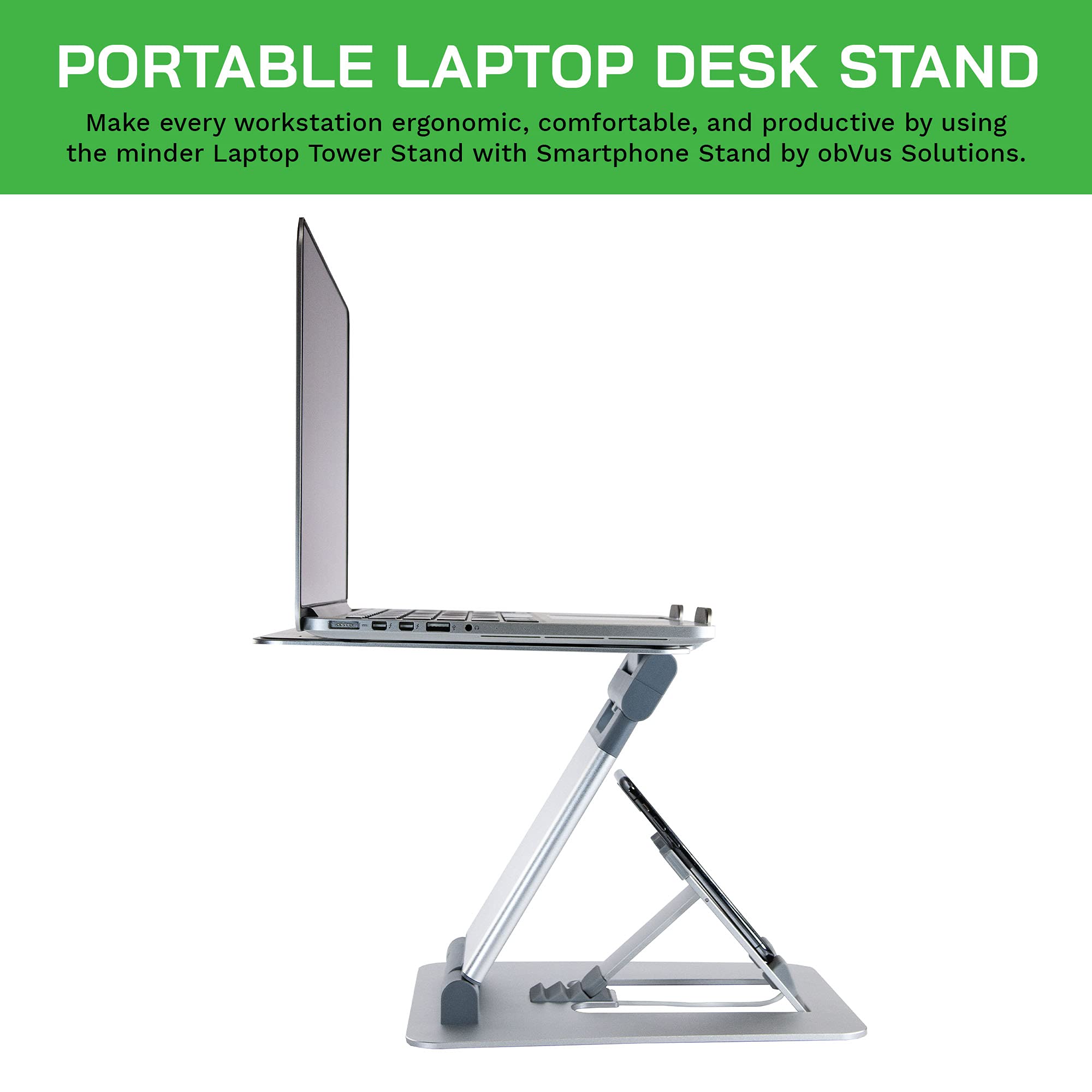 obVus Solutions minder Laptop Tower with Integrated Smartphone Stand