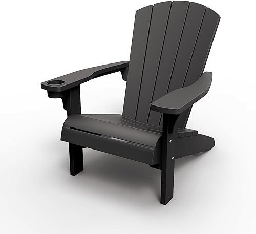 Keter Alpine Adirondack - Sillas de Muebles de Patio de Resina para Exteriores con Portavasos - Perfectas para Playa, Piscina y Asientos de Hoguera,